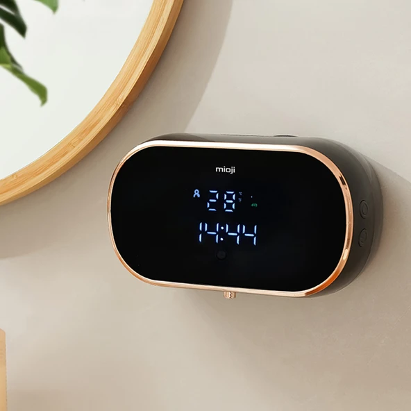 Mioji Mio SM01 Saatli 2000mAh Şarjlı Dijital Ekranlı 350ml Köpük Sabunluk Dispenser - Siyah