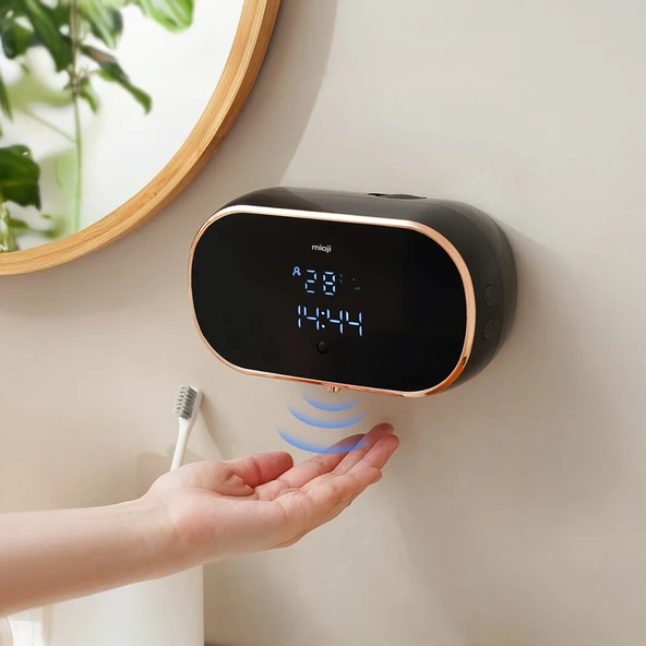 Mioji Mio SM01 Saatli 2000mAh Şarjlı Dijital Ekranlı 350ml Köpük Sabunluk Dispenser - Siyah - 6