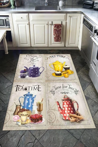 Kaymaz Tabanlı Yıkanabilir Dekoratif Modern Desenli Dot Taban Halı RENKLİ 160 X 230