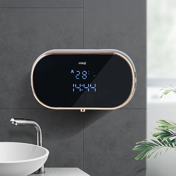 Mioji Mio SM01 Saatli 2000mAh Şarjlı Dijital Ekranlı 350ml Köpük Sabunluk Dispenser - Siyah - 4