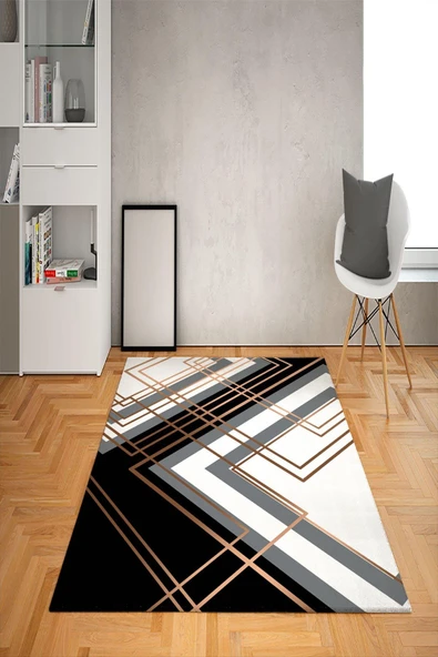 Kaymaz Tabanlı Yıkanabilir Geometrik Desenli Dot Taban Halı RENKLİ 200 X 300