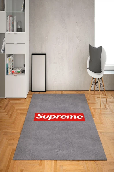 Kaymaz Taban Yıkanabilir Gri Zemin Supreme Desenli Dot Taban Halı GRİ 160 X 230
