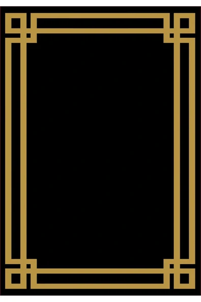 Kaymaz Tabanlı Yıkanabilir Çerçeveli Desenli Dot Taban Halı Siyah-Gold 160 X 230 - 3