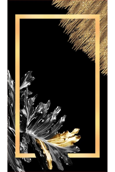 Kaymaz Tabanlı Yıkanabilir Çerçeveli Dekoratif Desenli Dot Taban Halı Siyah-Gold 180 X 280 - 2