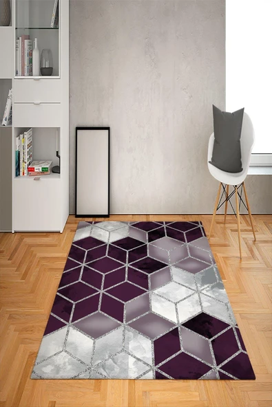 Kaymaz Tabanlı Yıkanabilir Geometrik Desenli Dot Taban Halı RENKLİ 180 X 280