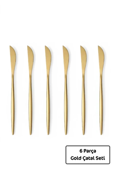 Tilbe Home Lüx 6 Parça Gold Bıçak Seti Paslanmaz Çelik Çeyiz Bıçak Takımı Parlak Pürüzsüz Gold Series