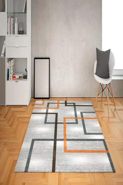 Kaymaz Tabanlı Yıkanabilir Geometrik Desenli Dot Taban Halı RENKLİ 200 X 300