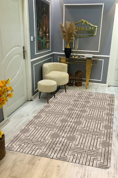 Kaymaz Taban Yıkanabilir Dijital Baskı Modern Desenli Halı RENKLİ 180 X 280