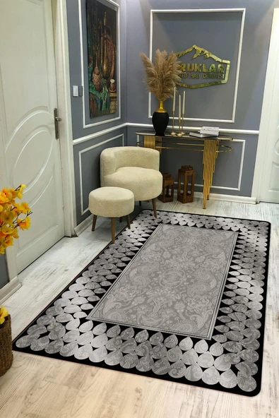 Kaymaz Taban Yıkanabilir Dijital Baskı Damlacık Desenli Halı RENKLİ 180 X 280