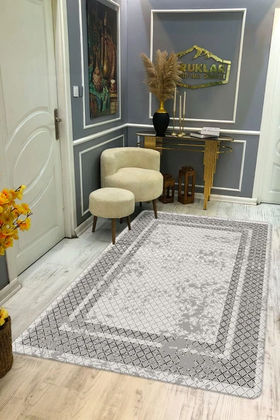 Kaymaz Taban Yıkanabilir Dijital Baskı Örüntü Desenli Halı RENKLİ 200 X 300