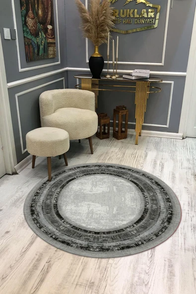Kaymaz Tabanlı Makinede Yıkanabilir Dijital Baskı Modern Desenli Dot Taban Halı RENKLİ 140 X 140