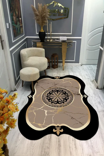 Kaymaz Taban Yıkanabilir Dijital Baskı Lazer Kesimli Modern Desenli Dot Taban Halı RENKLİ 180 X 280