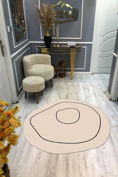 Kaymaz Taban Yıkanabilir Dijital Baskı Soyut Desenli Dot Taban Halı RENKLİ 180 X 180