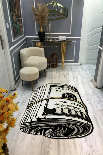 Kaymaz Taban Yıkanabilir Dijital Baskı Dolar Desenli Dot Taban Halı RENKLİ 180 X 280