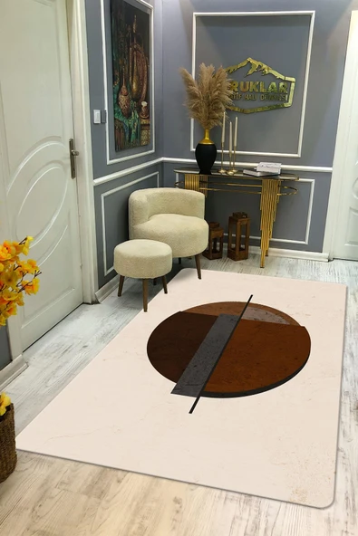 Kaymaz Taban Yıkanabilir Dijital Baskı Dekoratif Modern Desenli Dot Taban Halı RENKLİ 200 X 300