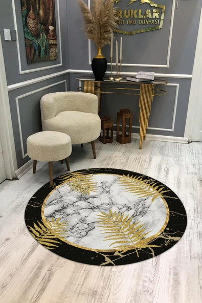 Kaymaz Taban Yıkanabilir Dijital Baskı Dekoratif Modern Desenli Dot Taban Halı MDH273 RENKLİ 140 X 140