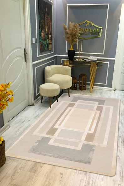 Kaymaz Taban Makinada Yıkanabilir Dijital Baskı Dekoratif Modern Desenli Rona Serisi Dot Taban Halı RN019 RENKLİ 80 X 300