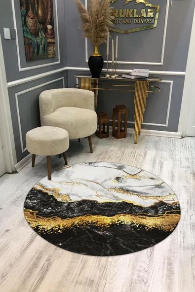 Kaymaz Taban Yıkanabilir Dijital Baskı Dekoratif Modern Desenli Dot Taban Halı MDH286 RENKLİ 120 X 120