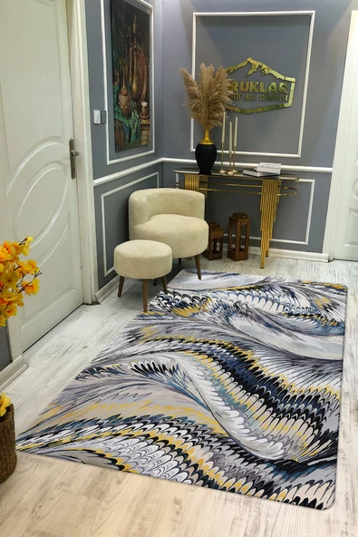 Kaymaz Taban Makinada Yıkanabilir Dijital Baskı Dekoratif Modern Desenli Rona Serisi Dot Taban Halı RN029 RENKLİ 180 X 280