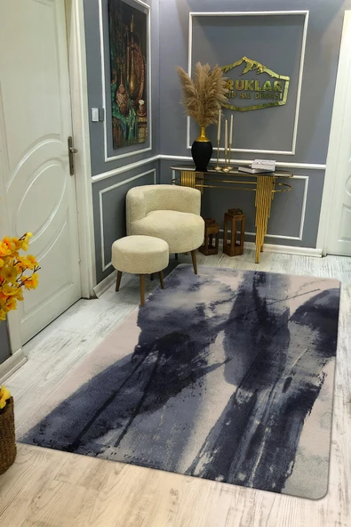 Kaymaz Taban Makinada Yıkanabilir Dijital Baskı Dekoratif Modern Desenli Rona Serisi Dot Taban Halı RN015 RENKLİ 80 X 150