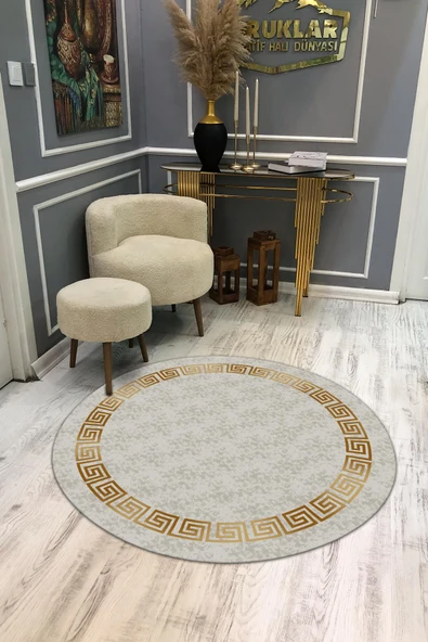Kaymaz Taban Yıkanabilir Dijital Baskı Dekoratif Modern Desenli Dot Taban Halı MDH282 RENKLİ 160 X 160
