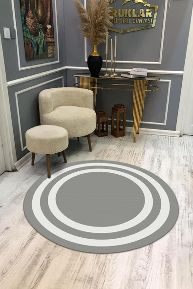 Kaymaz Taban Yıkanabilir Dijital Baskı Dekoratif Modern Desenli Dot Taban Halı MDH289 RENKLİ 120 X 120