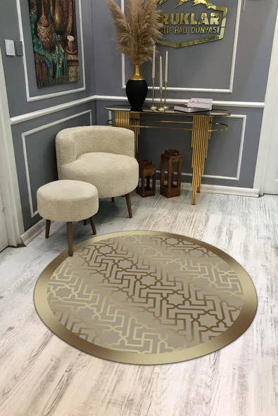 Kaymaz Taban Yıkanabilir Dijital Baskı Dekoratif Modern Desenli Dot Taban Halı MDH279 RENKLİ 160 X 160