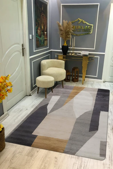 Kaymaz Taban Makinada Yıkanabilir Dijital Baskı Dekoratif Modern Desenli Rona Serisi Dot Taban Halı RN030 RENKLİ 160 X 230