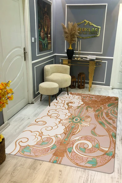Kaymaz Taban Makinada Yıkanabilir Dijital Baskı Dekoratif Modern Desenli Rona Serisi Dot Taban Halı RN012 RENKLİ 180 X 280