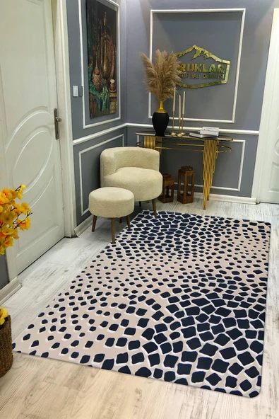 Kaymaz Taban Makinada Yıkanabilir Dijital Baskı Dekoratif Modern Desenli Rona Serisi Dot Taban Halı RN011 RENKLİ 200 X 300