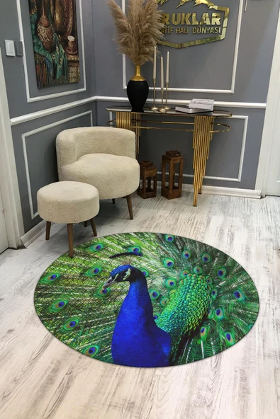 Kaymaz Taban Yıkanabilir Dijital Baskı Dekoratif Modern Desenli Dot Taban Halı MDH271 RENKLİ 200 X 200