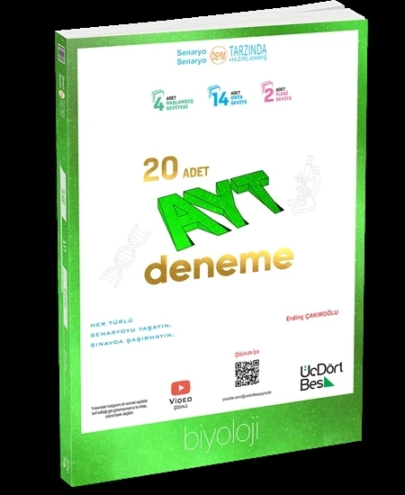 ÜçDörtBeş Yayınları AYT Biyoloji 20’li Deneme Yeni