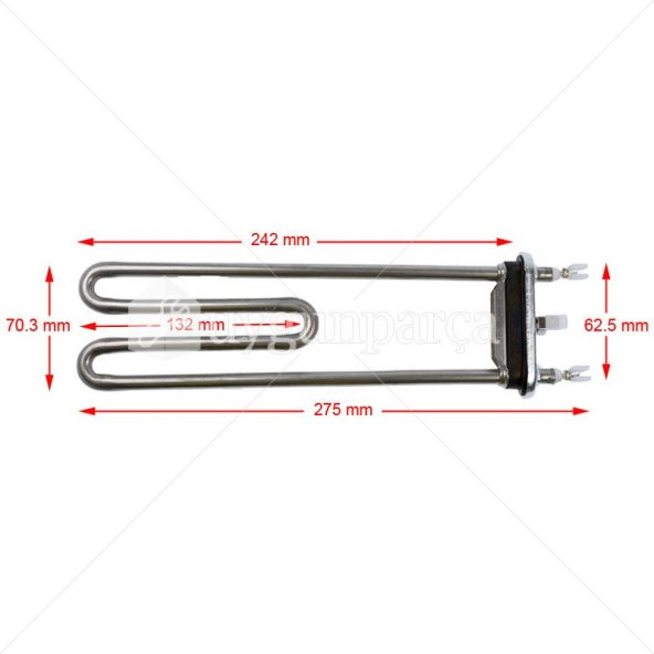 275mm Çeşitli Markalara Uygun Çamaşır Makinesi Rezistansı 2000W - 1