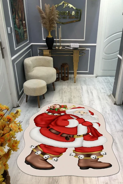 Kaymaz Taban Yıkanabilir Dijital Baskı Yılbaşı Desenli Dot Taban Halı RENKLİ 100 X 300