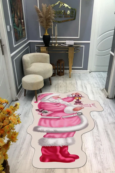 Kaymaz Taban Yıkanabilir Dijital Baskı Yılbaşı Desenli Dot Taban Halı RENKLİ 180 X 280