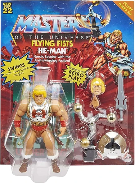 Masters of the Universe HDT22 – Origins Deluxe He-Man uçan yumruklar, 14 cm aksiyon Fi,gür