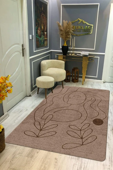 Kaymaz Taban Yıkanabilir Dijital Baskı Dekoratif Modern Desenli Retro Serisi Dot Taban Halı RTR04 RENKLİ 180 X 280