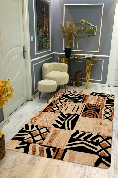 Kaymaz Taban Yıkanabilir Dijital Baskı Dekoratif Modern Desenli Marry Serisi Dot Taban Halı MRY04 RENKLİ 100 X 300