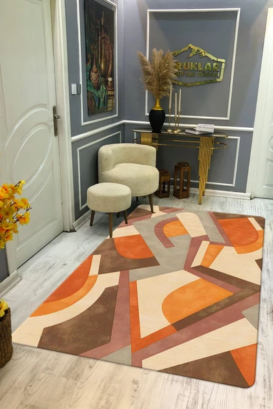 Kaymaz Taban Yıkanabilir Dijital Baskı Dekoratif Modern Desenli Marry Serisi Dot Taban Halı MRY08 RENKLİ 100 X 300