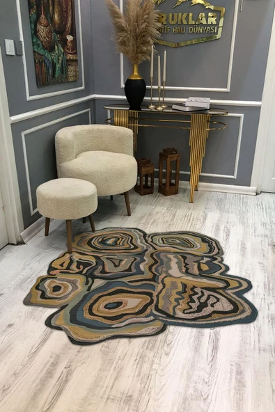 Kaymaz Taban Yıkanabilir Dijital Baskı Dekoratif Modern Desenli Lux Serisi Dot Taban Halı L14 RENKLİ 180 X 180