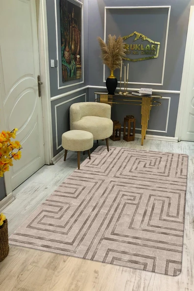 Kaymaz Taban Yıkanabilir Dijital Baskı Dekoratif Modern Desenli NesV2 Serisi Dot Taban Halı N2S06 RENKLİ 80 X 300