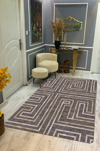 Kaymaz Taban Yıkanabilir Dijital Baskı Dekoratif Modern Desenli NesV2 Serisi Dot Taban Halı N2S05 RENKLİ 100 X 200