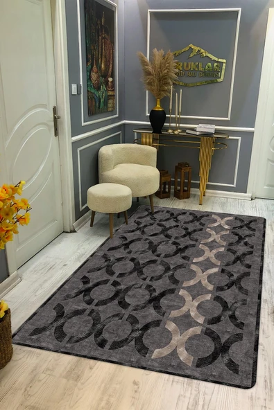 Kaymaz Taban Yıkanabilir Dijital Baskı Dekoratif Modern Desenli NesV2 Serisi Dot Taban Halı N2S10 RENKLİ 180 X 280