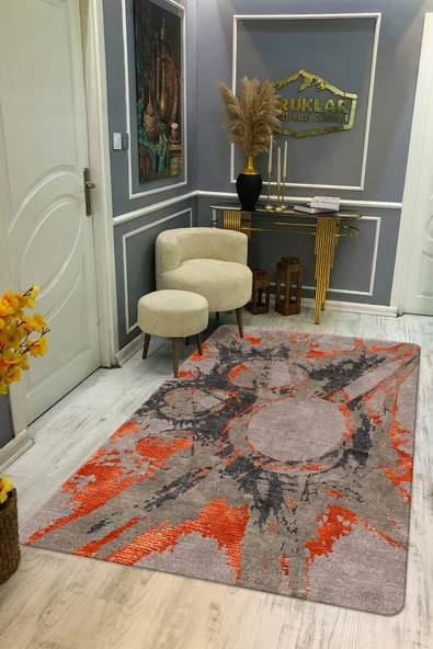 Kaymaz Taban Yıkanabilir Dijital Baskı Dekoratif Modern Desenli NesV2 Serisi Dot Taban Halı N2S07 RENKLİ 160 X 230