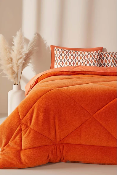 Rivaİstanbul Kiremit Loura Tek Kişilik Çift Taraflı Lüx Wellsoft Yorgan 155x215 cm ürün görseli 1