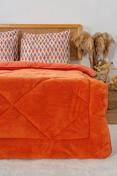 Rivaİstanbul Kiremit Loura Tek Kişilik Çift Taraflı Lüx Wellsoft Yorgan 155x215 cm - Resim 2