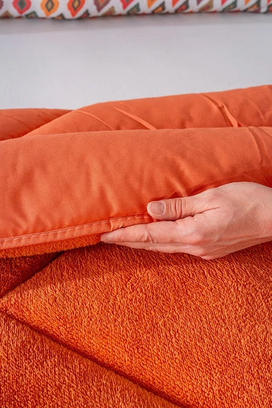 Rivaİstanbul Kiremit Loura Tek Kişilik Çift Taraflı Lüx Wellsoft Yorgan 155x215 cm - Resim 6