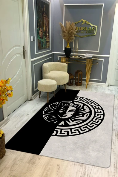 Kaymaz Taban Yıkanabilir Dijital Baskı Dekoratif Modern Desenli Apollo Serisi Dot Taban Halı AP16 RENKLİ 140 X 200