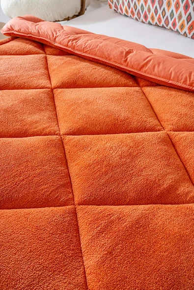 Rivaİstanbul Kiremit Loura Tek Kişilik Çift Taraflı Lüx Wellsoft Yorgan 155x215 cm - Resim 4