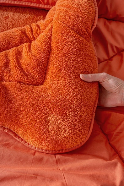 Rivaİstanbul Kiremit Loura Tek Kişilik Çift Taraflı Lüx Wellsoft Yorgan 155x215 cm - Resim 5